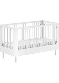 Home Affaire , Babybett »Forrest, aus massiver Buche weiß lackiert, zeitloses Design«, 3-fach höhenverstellbarer Lattenrost, sehr stabil gebaut ,...