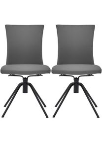 Musterring , Polsterstuhl »Helmond 6700«, (Set), 2 St., Echtleder, Drehgestell in schwarz inkl. Rückholfunktion, ohne Armlehne , anthrazit + schwarz