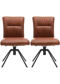 Musterring , Polsterstuhl »Helmond 6600«, (Set), 2 St., Echtleder, Gestell schwarz, drehbar, besonders leger gepolster, ohne Armlehne , braun +...