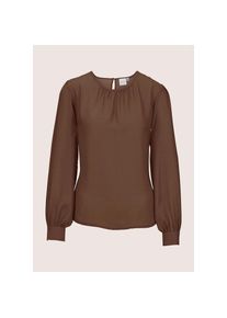 Madeleine Mode MADELEINE , Langarmbluse »Bluse Satinbluse zum Schlüpfen« , espresso , 46 , 46 , Rundhalsausschnitt