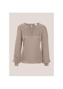 Madeleine Mode MADELEINE , Langarmbluse »Bluse Satinbluse« , cappuccino , 48 , 48 , Rundhalsausschnitt