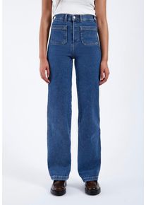 Dr. Denim - Moxy Straight Patch Cape Mid Retro - Jeansy - niebieski - L / L32 - 94% bawełna, 3% poliester, 3% elastan,Dżinsowa