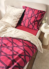 bonprix Lenjerie pat reversibilă, design grafic, mov, 1x 80/80 cm, 1x 135/200 cm