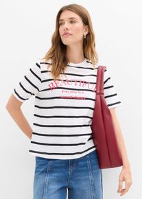 bonprix T-shirt w paski z czystej bawełny, biały, 40/42