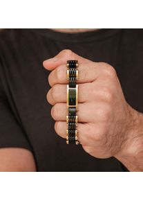 Heren armband Adagio, goud roestvrij staal en zwartkleurig hout