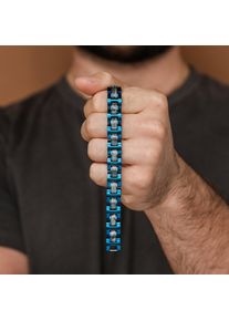 Bracelet Holzkern pour homme et femme Forte (Marbre Gris/Bleu) en bois naturel, taille ajustable