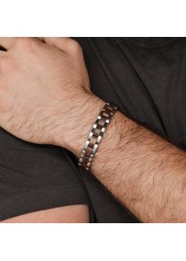 Unieke heren armband Triad, walnoot hout en zilver roestvrij staal