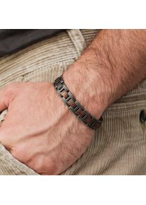Design armband in grijs, voor heren en dames, met schakels van walnotenhout