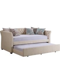 Adrie Upholstered Twin Daybed with Tufted Button, Daybed with Trundle, Sofa for Living Room, Bedroom, Guest Room, Beige, Velvet