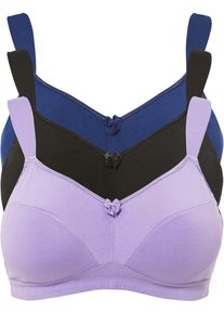Lot de 3 soutiens-gorge coton sans armatures - violet - taille 100B avec coton - bonprix