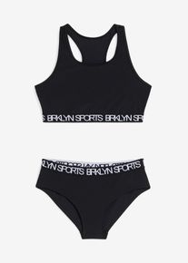 bonprix Bikini sportowe z tyłem typu bokserka (2 części), czarny, 128/134