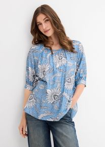 Bluse i lett viskosemiks, blå, størrelse 46, bonprix