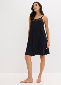 Kort nattkjole av myk modalmiks, svart, st&oslash;rrelse 48/50 (XL), bonprix