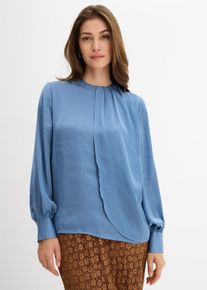 Bluse i lett sateng, blå, størrelse 48, bonprix