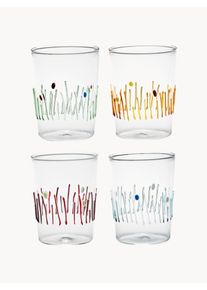 Zafferano Vasos de agua artesanales Quattro Stagioni, 4 uds. Colorido Vidrio Ø 8 x Al 11 cm, 400 ml