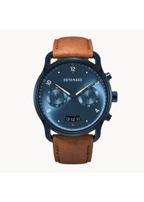 deTomaso Men's Watch - Dark Blue - Chronograph, case made of surgical steel, sapphire-hardened mineral glass, Leather Strap, 42mm diameter, Japanese quartz