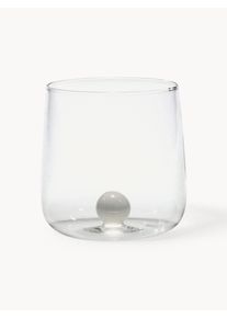Zafferano Vasos de agua artesanales soplados de vidrio borosilicato Bilia, 6 uds. Transparente, Blanco Vidrio Ø 9 x Al 9 cm, 440 ml