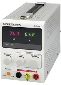 Basetech BT-153 Labornetzgerät einstellbar 0-15V/DC 0-3A 45 Watt grau