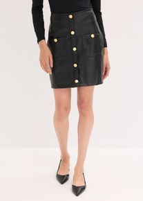 Kjol i skinnimitation - svart - storlek 44 - bonprix