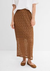 Maxikjol i spets - brun - storlek 32/34 (XS) - bonprix