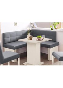 massivline&more , Eckbank »Anna 2«, Schenkel gleichschenkelig 130 cm , grau + Holzwerkstoff mit Farbe Weiß