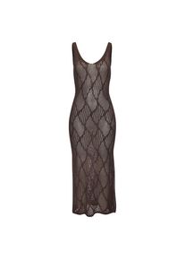Lascana, Damen, Strickkleid mit Ajourmuster, transparentes Strandkleid, elegant, braun, N-Gr, 38 -N-Gr, braun, Sommerkleid mit tiefem V-Ausschnitt