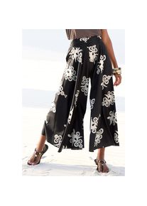 Lascana , Hosenrock mit Alloverdruck, Culotte, bügelfrei , schwarz-sand bedruckt , 36 , 36 , Extraweites Bein im Stil eines Rockes