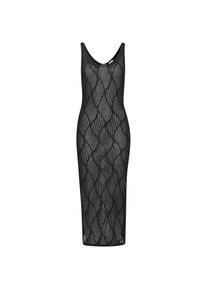 Lascana, Damen, Strickkleid mit Ajourmuster, transparentes Strandkleid, elegant, schwarz, N-Gr, 38 -N-Gr, schwarz, Sommerkleid mit tiefem V-Ausschnitt
