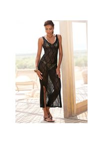 Lascana , Strickkleid, mit Ajourmuster, transparentes Strandkleid, elegant , schwarz , N-Gr , 38 -N-Gr , 38 , Sommerkleid mit tiefem V-Ausschnitt