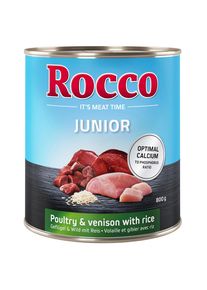 6x800g Carni bianche&Selvaggina Riso&calcio Junior Rocco Umido cane