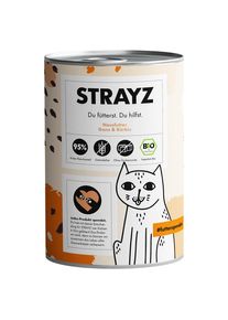 6 lattine STRAYZ BIO da 400 g di alimento umido per gatti a base di oca biologica e zucca biologica