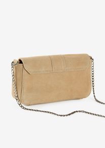 Borsa a tracolla in pelle scamosciata, Beige, Taglia 12x24 cm, bonprix