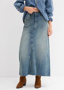 Gonna maxi di jeans vita media, Blu, Taglia 58, bonprix