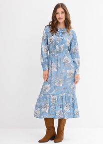 Abito lungo in misto viscosa fine, Blu, Taglia 50, bonprix