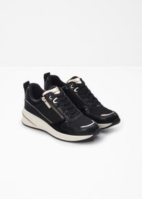 Sneaker Tamaris stilose con tomaia glitterata dettagli effetto pelle di serpente e finiture in vernice, Nero, Taglia 42, bonprix