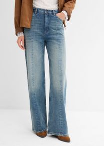 Jeans dal taglio dritto e morbido leggermente elasticizzati vita alta, Blu, Taglia 48, bonprix