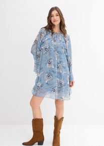 Abito tunica in chiffon operato, Blu, Taglia 50, bonprix