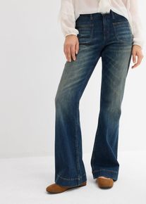 Jeans a zampa vita media, Blu, Taglia 46, bonprix