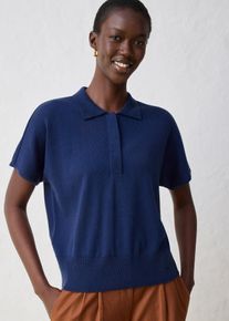 Maglia in filato fine misto seta con colletto a polo, Blu, Taglia 50/52 (L), bonprix