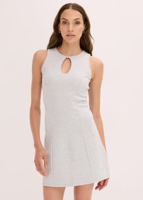 Miniabito con bottone gioiello, Grigio, Taglia 48, bonprix