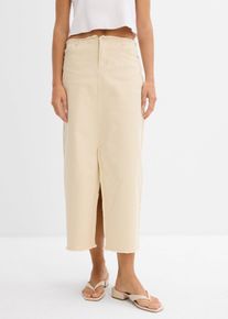 Gonna in twill con frange sottili, Beige, Taglia 52, bonprix