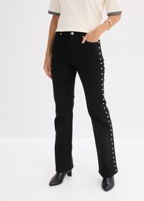 Pantaloni in twill con borchiette, Nero, Taglia 48, bonprix