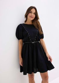 Abito con cintura e piccole borchie, Nero, Taglia 42, bonprix
