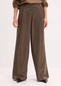 Pantaloni larghi effetto satinato, Marrone, Taglia 42, bonprix