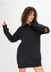 Sweatshirtkjole med mesh-innfellinger, svart, størrelse 36/38 (S), bonprix