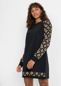 Sweatkjole med trykk, svart, størrelse 40/42 (M), bonprix