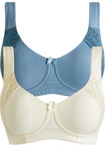 T-shirt-BH uten bøyle med økologisk bomull (2-pack), hvit, størrelse 75D, bonprix
