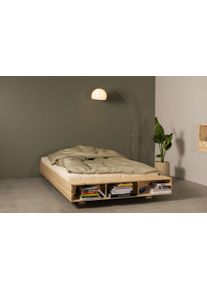 Karup Design Stauraumbett »Merge Bed Bettgestell m. integrierter Bank m. Stauraum in beige, Größe Liegefläche B/L: 140 cm x 200 cm