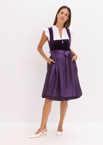 bonprix Femei Rochie dirndl midi cu catifea (set/2 piese), mov, 54