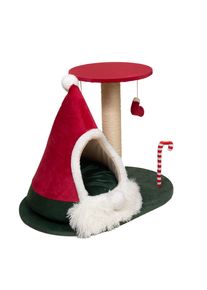 TIAKI Rascador con tipi navideño rojo para gatos